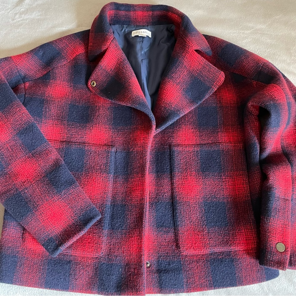Wool And Angora Blend Fossil Plaid Fossil Jacket - image 4